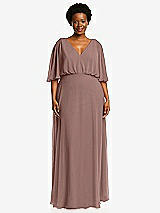 Front View Thumbnail - Sienna V-Neck Split Sleeve Blouson Bodice Maxi Dress