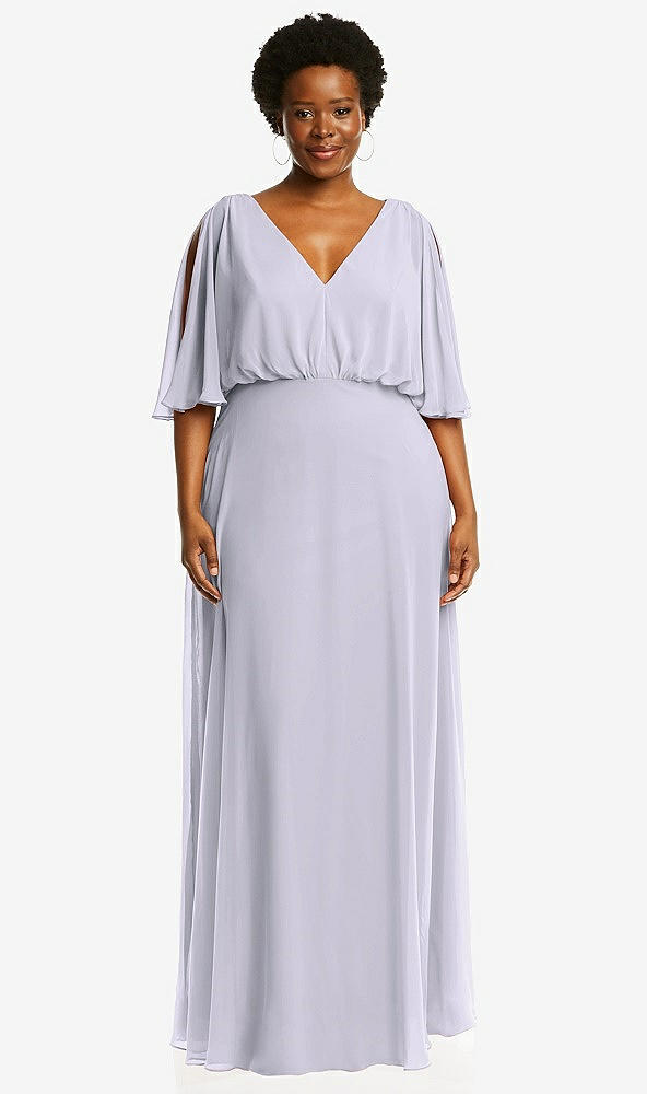 Front View - Silver Dove V-Neck Split Sleeve Blouson Bodice Maxi Dress