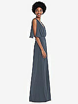 Alt View 2 Thumbnail - Silverstone V-Neck Split Sleeve Blouson Bodice Maxi Dress