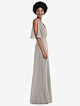 Alt View 2 Thumbnail - Taupe V-Neck Split Sleeve Blouson Bodice Maxi Dress