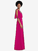 Alt View 2 Thumbnail - Think Pink V-Neck Split Sleeve Blouson Bodice Maxi Dress