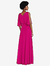 Alt View 3 Thumbnail - Think Pink V-Neck Split Sleeve Blouson Bodice Maxi Dress