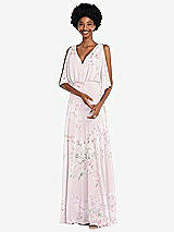 Alt View 1 Thumbnail - Watercolor Print V-Neck Split Sleeve Blouson Bodice Maxi Dress