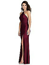 Side View Thumbnail - Cabernet Halter Convertible Strap Bias Slip Dress With Front Slit