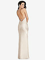 Rear View Thumbnail - Oat Halter Convertible Strap Bias Slip Dress With Front Slit