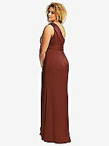 Rear View Thumbnail - Auburn Moon One-Shoulder Draped Twist Empire Waist Trumpet Gown