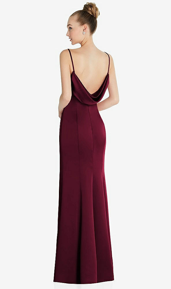 Front View - Cabernet Draped Cowl-Back Princess Line Dress with Front Slit