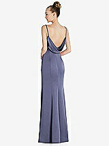 Front View Thumbnail - French Blue Draped Cowl-Back Princess Line Dress with Front Slit