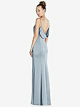 Side View Thumbnail - Mist Draped Cowl-Back Princess Line Dress with Front Slit