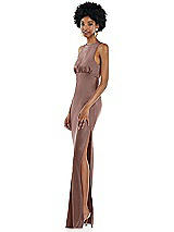 Side View Thumbnail - Sienna Jewel Neck Sleeveless Maxi Dress with Bias Skirt