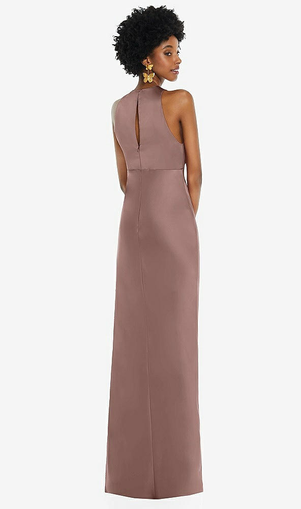 Back View - Sienna Jewel Neck Sleeveless Maxi Dress with Bias Skirt