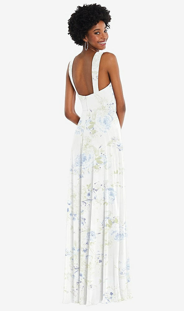 Back View - Bleu Garden Contoured Wide Strap Sweetheart Maxi Dress