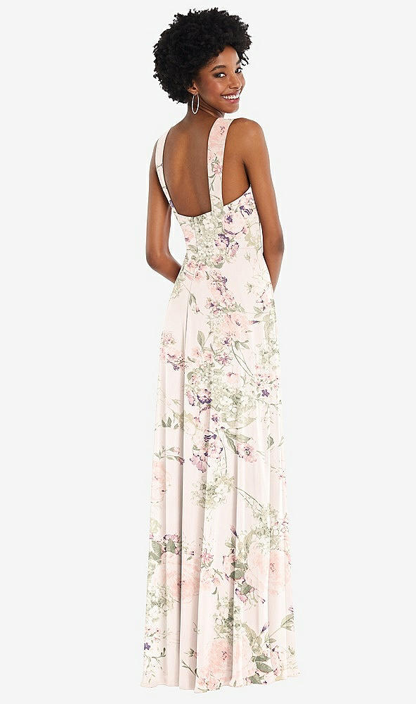 Back View - Blush Garden Contoured Wide Strap Sweetheart Maxi Dress