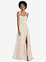 Front View Thumbnail - Coquette Floral Print Contoured Wide Strap Sweetheart Maxi Dress