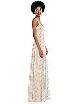 Side View Thumbnail - Coquette Floral Print Contoured Wide Strap Sweetheart Maxi Dress