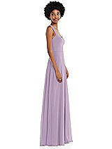 Side View Thumbnail - Pale Purple Contoured Wide Strap Sweetheart Maxi Dress