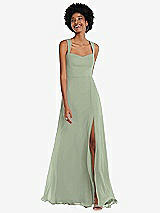 Front View Thumbnail - Sage Contoured Wide Strap Sweetheart Maxi Dress