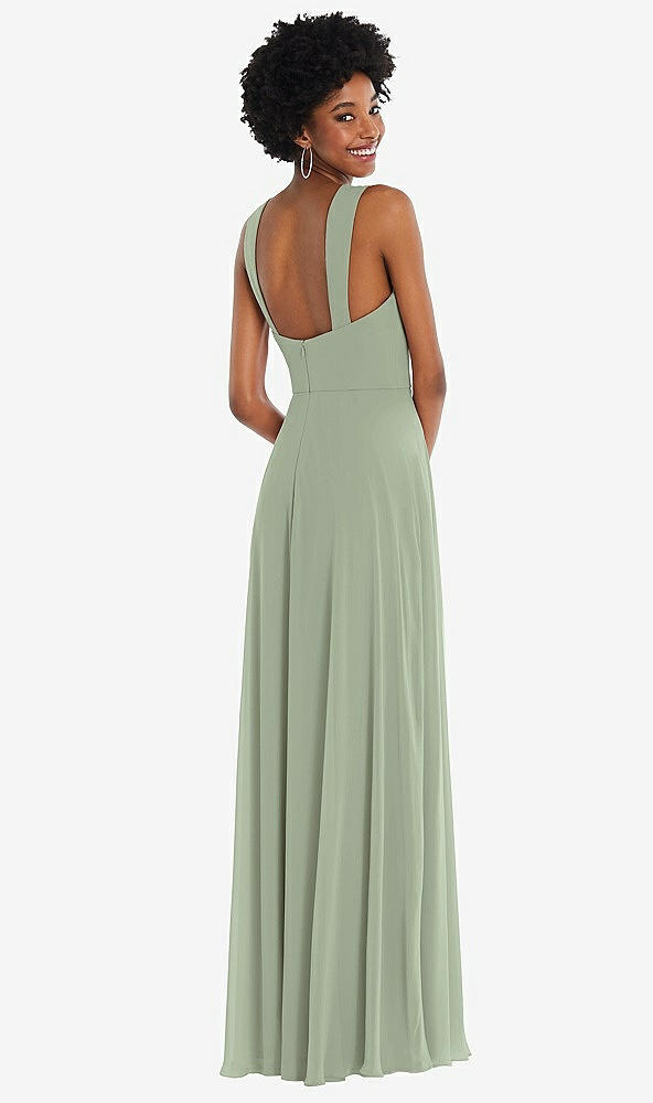 Back View - Sage Contoured Wide Strap Sweetheart Maxi Dress