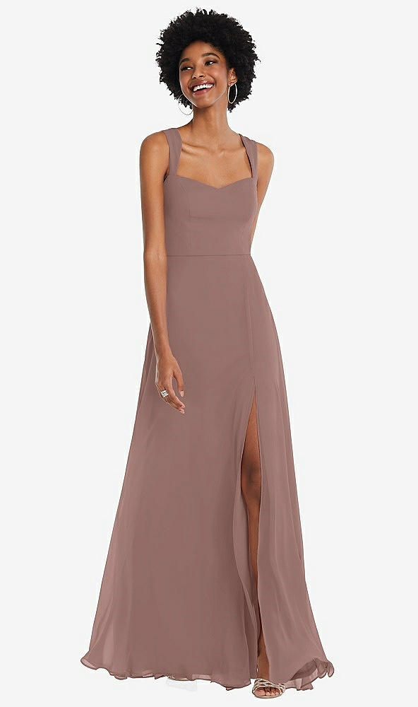 Front View - Sienna Contoured Wide Strap Sweetheart Maxi Dress