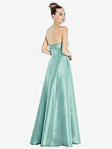 Rear View Thumbnail - Coastal Bow Cuff Strapless Satin Ball Gown with Pockets