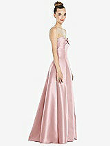 Side View Thumbnail - Ballet Pink Bow Cuff Strapless Satin Ball Gown with Pockets