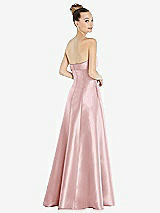 Rear View Thumbnail - Ballet Pink Bow Cuff Strapless Satin Ball Gown with Pockets