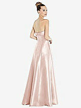 Rear View Thumbnail - Blush Bow Cuff Strapless Satin Ball Gown with Pockets