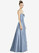 Side View Thumbnail - Cloudy Bow Cuff Strapless Satin Ball Gown with Pockets