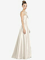 Side View Thumbnail - Ivory Bow Cuff Strapless Satin Ball Gown with Pockets