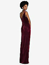 Rear View Thumbnail - Cabernet Draped Skirt Faux Wrap Velvet Maxi Dress