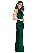 Side View Thumbnail - Hunter Green Scarf Tie High-Neck Halter Maxi Slip Dress