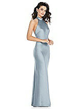 Side View Thumbnail - Mist Scarf Tie High-Neck Halter Maxi Slip Dress