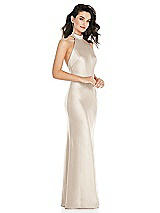 Side View Thumbnail - Oat Scarf Tie High-Neck Halter Maxi Slip Dress