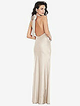 Rear View Thumbnail - Oat Scarf Tie High-Neck Halter Maxi Slip Dress