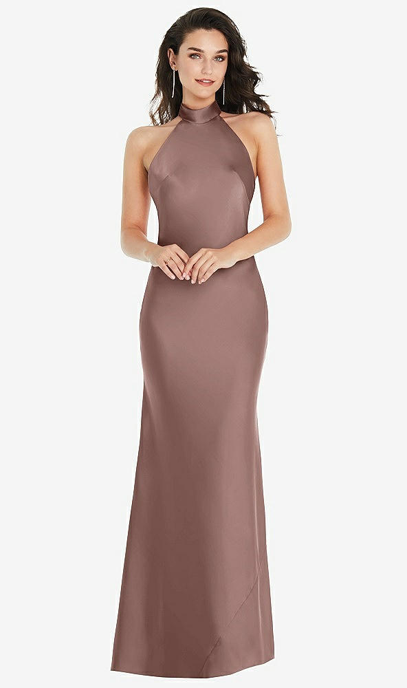 Front View - Sienna Scarf Tie High-Neck Halter Maxi Slip Dress