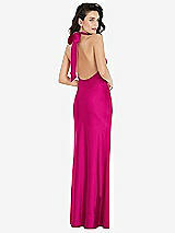 Rear View Thumbnail - Think Pink Scarf Tie High-Neck Halter Maxi Slip Dress