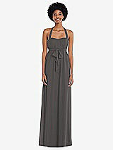 Alt View 1 Thumbnail - Caviar Gray Convertible Tie-Shoulder Empire Waist Maxi Dress