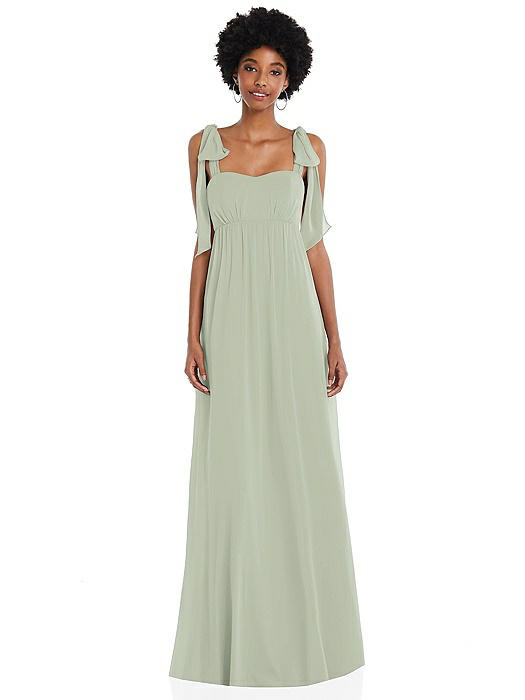 Convertible Tie-Shoulder Empire Waist Maxi Dress