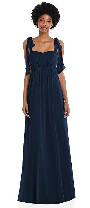 Convertible Tie-Shoulder Empire Waist Maxi Dress