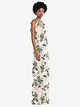 Side View Thumbnail - Palm Beach Print Convertible Tie-Shoulder Empire Waist Maxi Dress