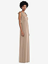 Side View Thumbnail - Topaz Convertible Tie-Shoulder Empire Waist Maxi Dress