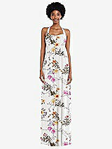 Alt View 4 Thumbnail - Butterfly Botanica Ivory Convertible Tie-Shoulder Empire Waist Maxi Dress