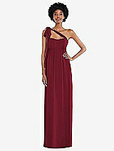 Alt View 2 Thumbnail - Burgundy Convertible Tie-Shoulder Empire Waist Maxi Dress