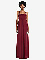 Alt View 4 Thumbnail - Burgundy Convertible Tie-Shoulder Empire Waist Maxi Dress