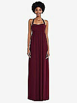 Alt View 4 Thumbnail - Cabernet Convertible Tie-Shoulder Empire Waist Maxi Dress