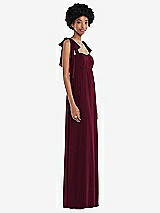 Side View Thumbnail - Cabernet Convertible Tie-Shoulder Empire Waist Maxi Dress