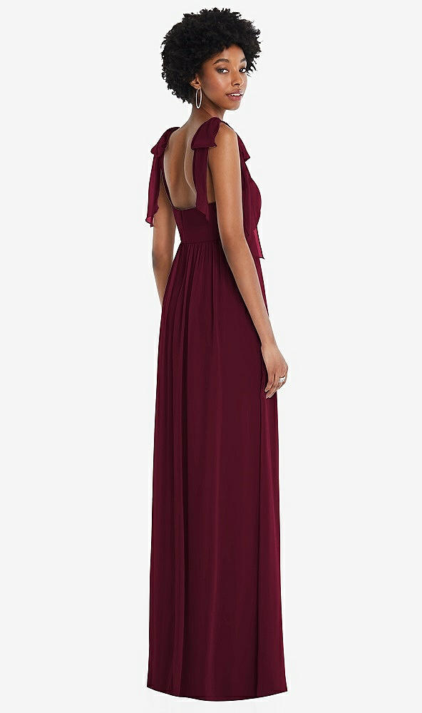 Back View - Cabernet Convertible Tie-Shoulder Empire Waist Maxi Dress