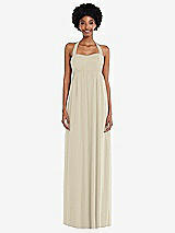 Alt View 4 Thumbnail - Champagne Convertible Tie-Shoulder Empire Waist Maxi Dress