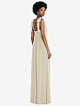 Rear View Thumbnail - Champagne Convertible Tie-Shoulder Empire Waist Maxi Dress