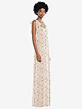 Side View Thumbnail - Coquette Floral Print Convertible Tie-Shoulder Empire Waist Maxi Dress